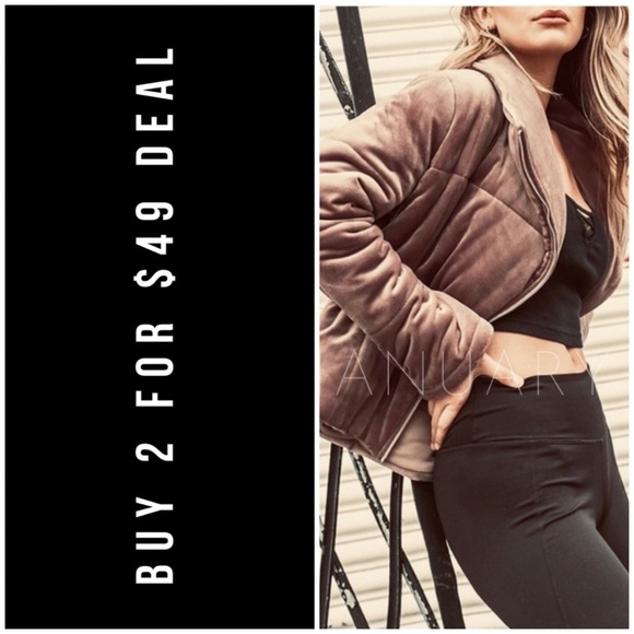 ❄️MOCHA MUSHROOM VELVET PUFFER JACKET - Picture 1 of 10